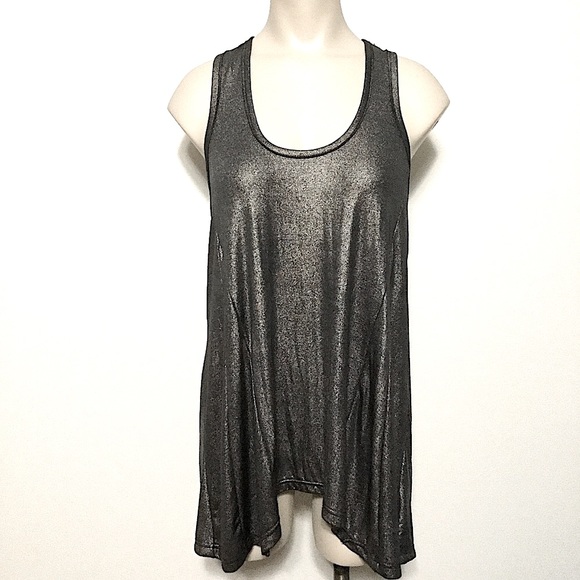 JACK by BB DAKOTA sz Small Tank Top Twisted Back Low Cut Sexy Metallic Black - Picture 1 of 7